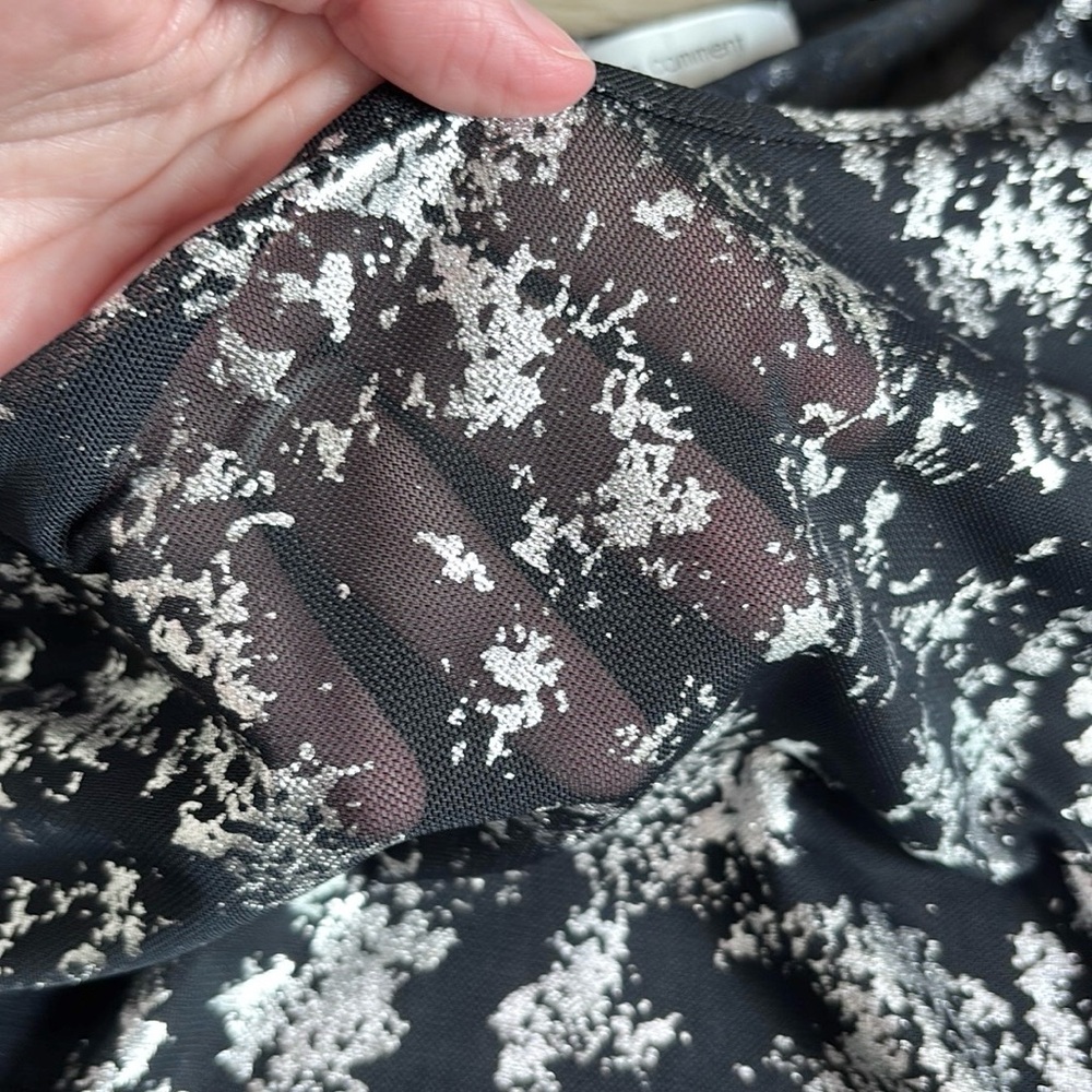 No Comment Floral Black and White Midi Dress Large - Picture 4 of 5